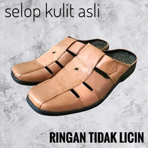 Sendal Bustong Kulit Pria Terbaru - Sepatu Sandal Selop Kulit Pria Kasual - Shoes 1
