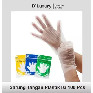 Sarung Tangan Plastik Steril Isi 100 Pcs Disposable Gloves Transparan