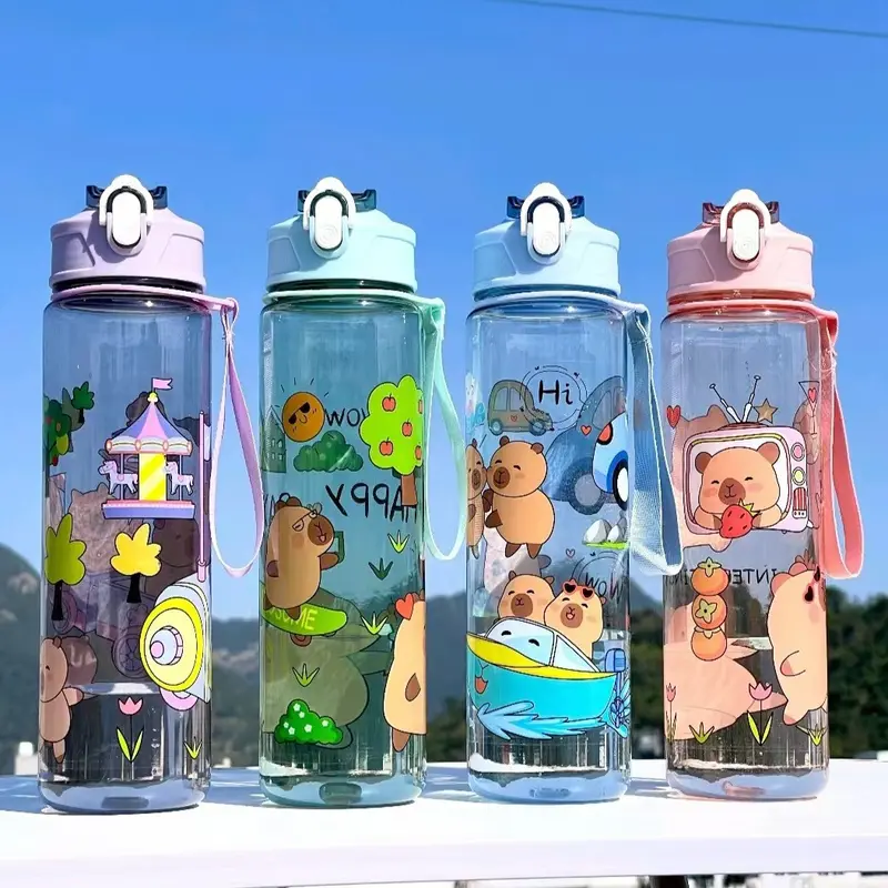 [COD] Botol Minum Capybara Anak 900 ML Free Tali dan Sedotan BPA FREE 0