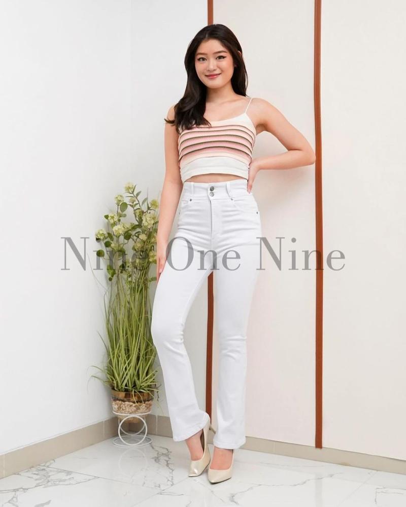 Product Introduction of Hw Cutbray Jeans Cyenna Kancing 2 Warna Putih Size 27-34 Wanita Celana Panjang 3