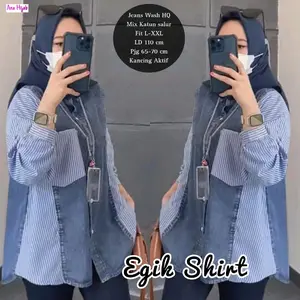 BLOUSE DENIM / BLOUSE WANITA / KEMEJA KOMBINASI / KEMEJA WANITA