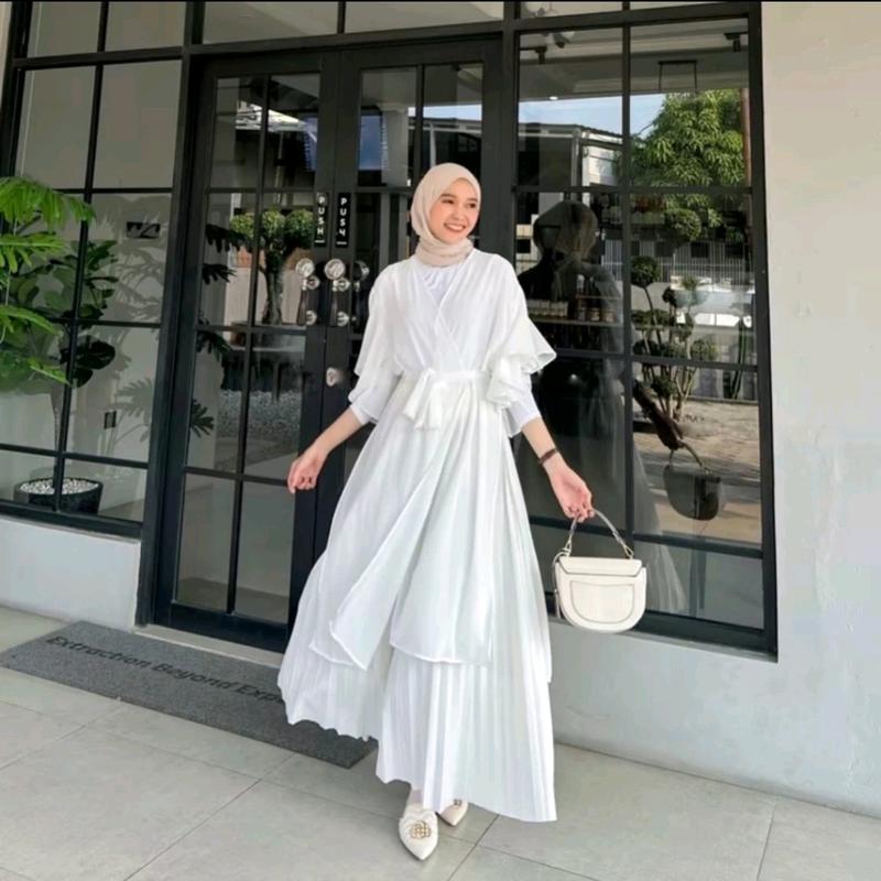 Tunik cerutty/atasan wanita dewasa kekinian Muslim Outer Simple Ceruty clara  long 4