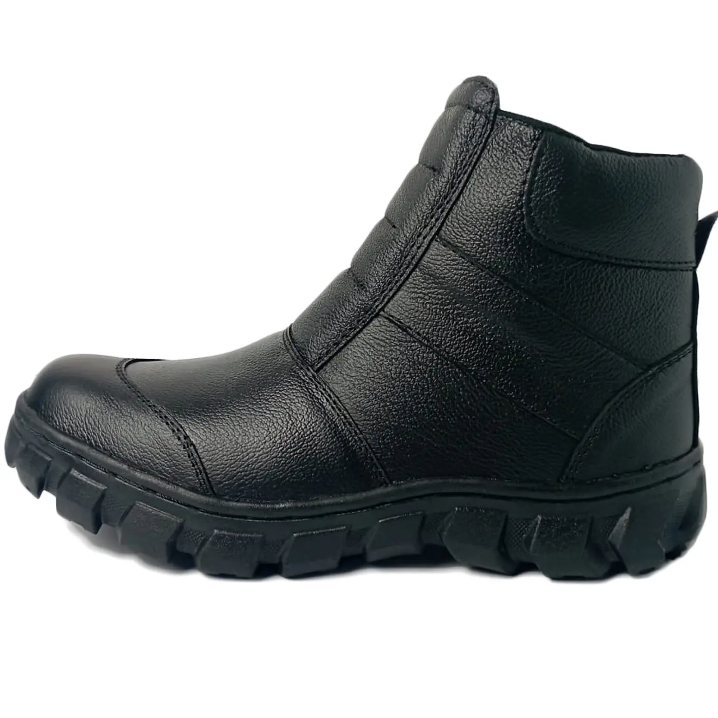 GAIA Bonpis Sepatu Safety Boots Kulit sapi asli ujung besi Hitam Proyek kerja lapangan