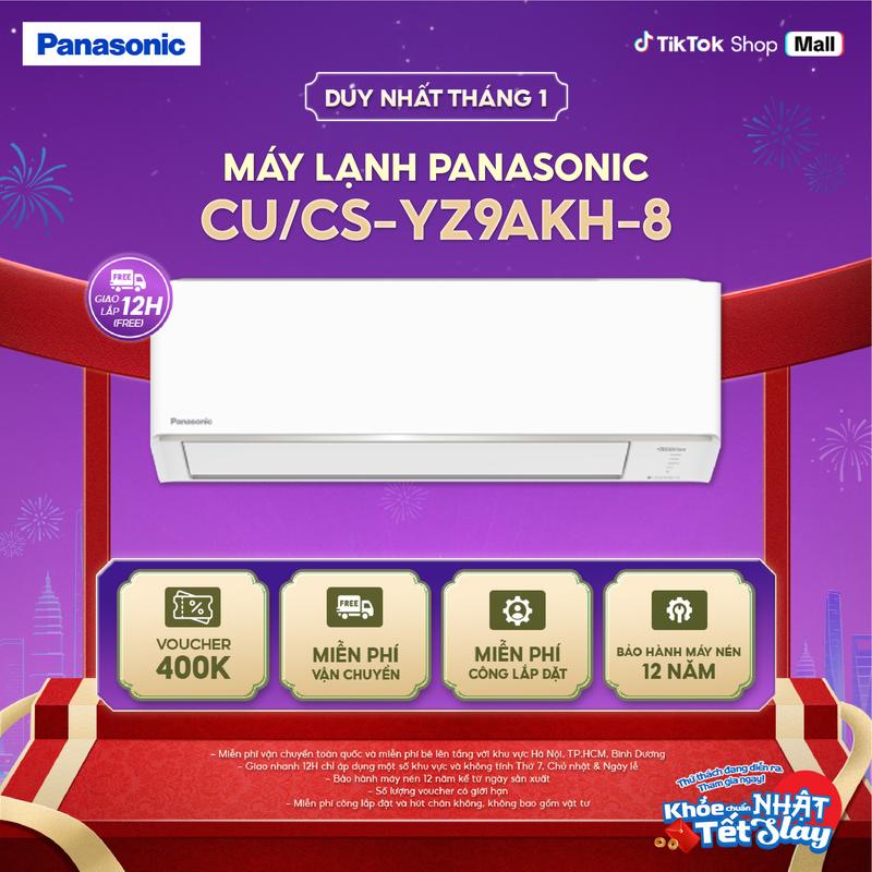 CHỈ GIAO MIỀN BẮC Máy lạnh điều hòa Panasonic CU CS-YZ9AKH-8 - Hai chiều - ECO AI - Inverter tiêu chuẩn