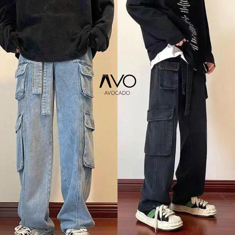 AVOCADO - Quần jean nam nữ 8 túi hộp đai to Hiphop ống rộng cargo pants Avocado Menswear