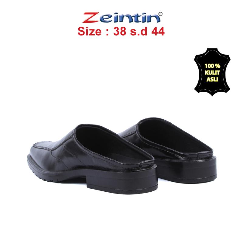 Zeintin - Sandal Slip On Pria Bustong Pria kulit Sepatu Slip On Pria Hitam AJ Selop Shoes Kasual Sendal 3