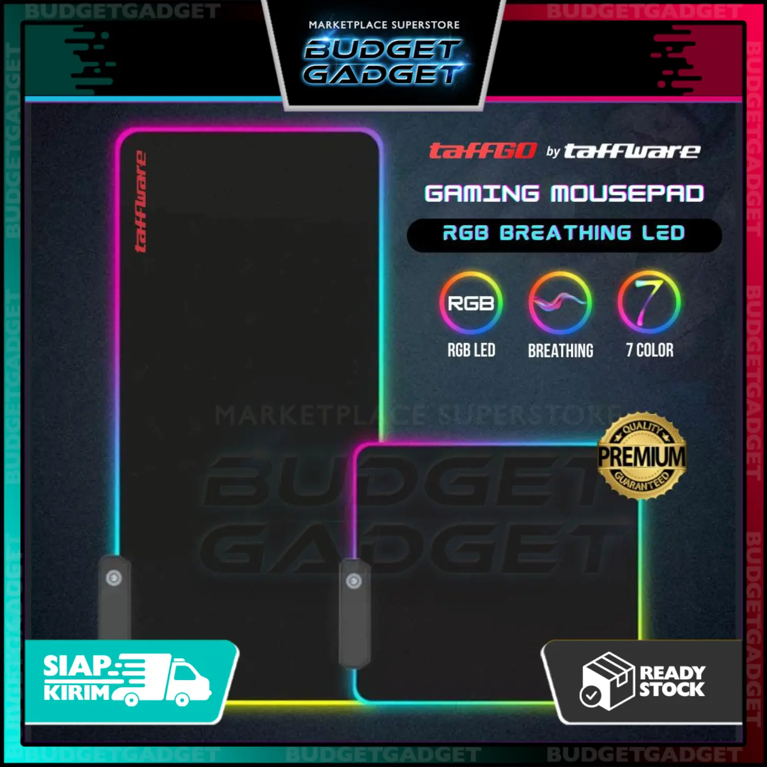 TaffGO Gaming Mouse Pad Besar RGB LED Mousepad Presisi Alas Mouse dengan Lampu LED Berwarna-warni & Material Nyaman Anti Slip untuk Gaming FPS