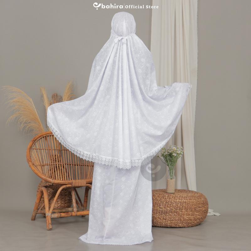 BAHIRA - Mukena Dewasa Katun Paris Premium Bordir Putih Renda Krisdayanti 1
