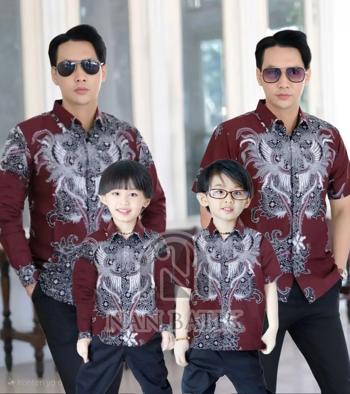 TERBARU BATIK ARON LENGAN PANJANG DAN PENDEK KEMEJA PRIA DEWASA ANAK LAKI LAKI MARON M L XL XXL