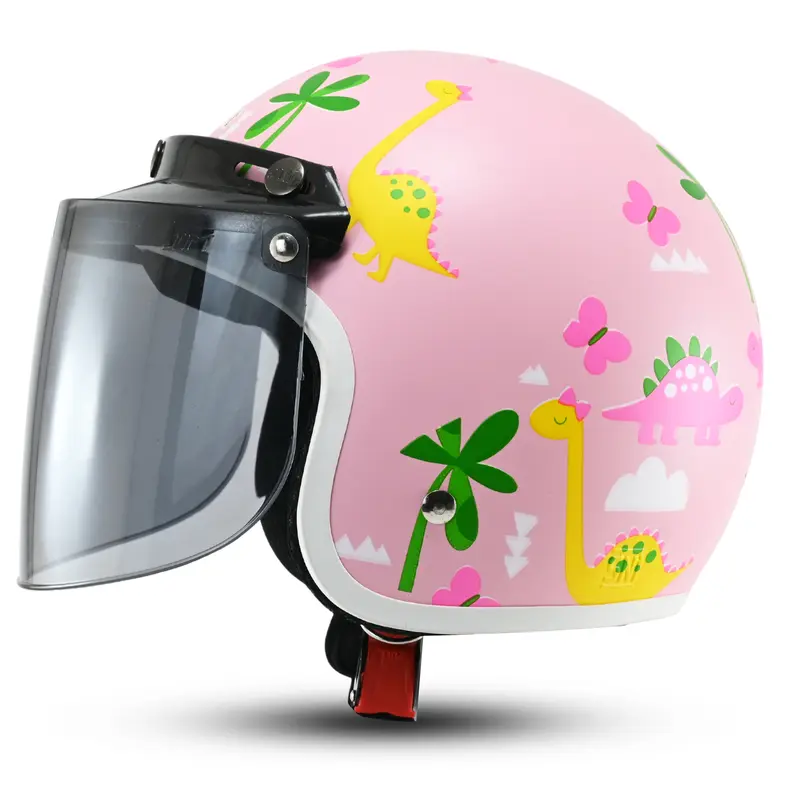 Helm Biru Pororo Bogo Retro Anak cowok lucu  karakter kartun SNI kekinian Kaca Motorcycle 4