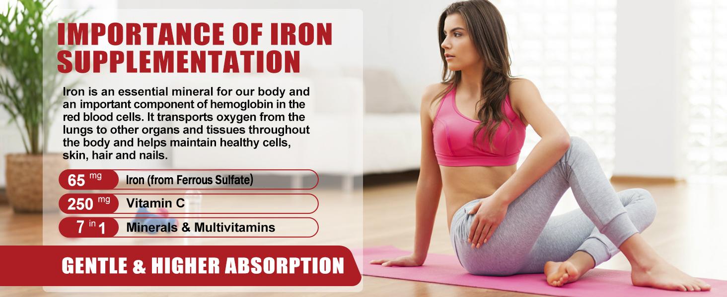 Suplemen Zat Besi untuk Wanita - Meningkatkan kekebalan tubuh dan memperbaiki kondisi kulit, Daya Serap Tinggi - Mendukung Darah & Energi - 60 Kapsul