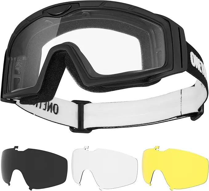 OneTigris Protective Sports Glasses with 3 Interchangeable Lenses, UV Protection & Anti-Fog, Ideal for Riding and Cycling