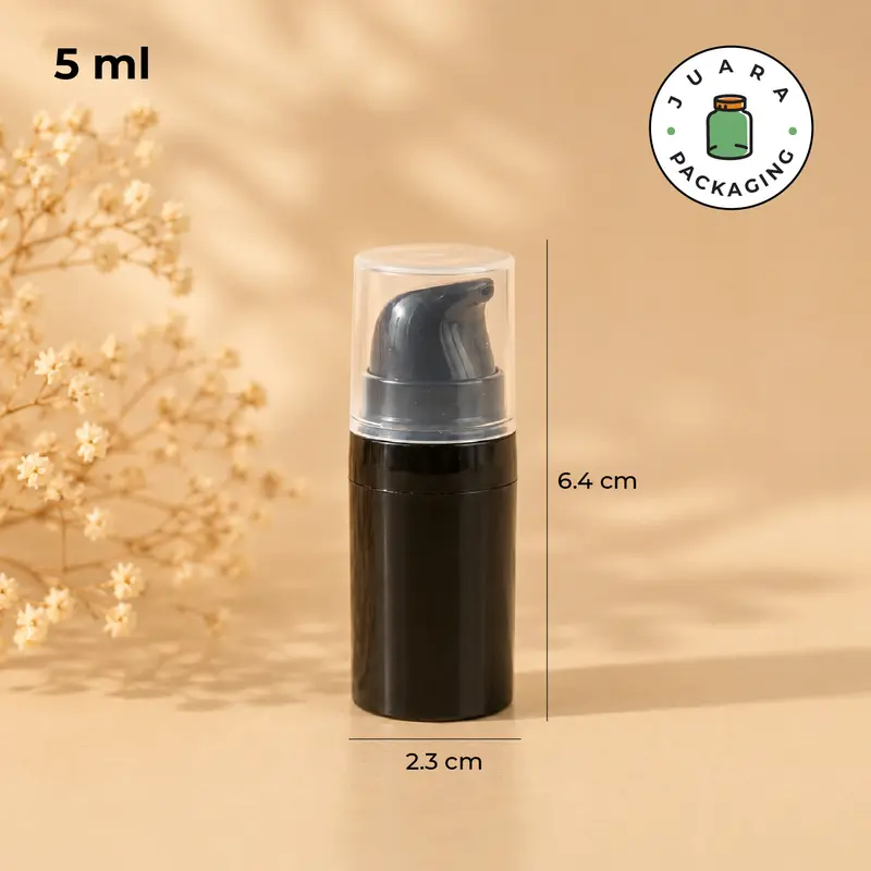 Botol Pump Airless Mini 5ml 10ml 15ml – Wadah Skincare Lotion Serum Kosmetik Kecil Import Tebal Plastik Warna Pink Putih Biru Hitam Botol Isi Ulang Elegan Anti Bocor Premium