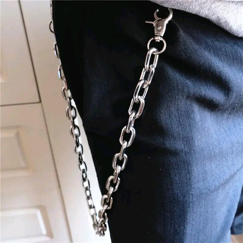 Rantai Dompet Baja Titanium Pria Wanita Anti Karat Mode Hip Hop Silver 1