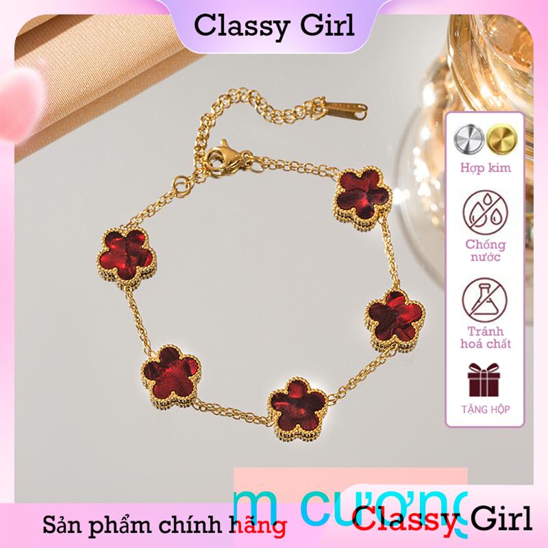 【Ưu đãi sản phẩm mới May mắn năm lá cỏ năm cánh hoa vòng tay vật liệu hợp kim thép titan nhẹ sang trọng cao cấp cảm giác phụ nữ nhỏ gradient màu thép không gỉ trang sức nam nữ cùng loại tình nhân bạn gái quà sinh nhật ngày lễ tình nhân - Classy Girl