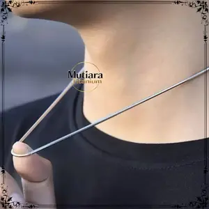 KALUNG TITANIUM PLAT BULAT SILVER DAN GOLD PRIA DAN WANITA ANTIKARAT DAN ANTI PUDAR