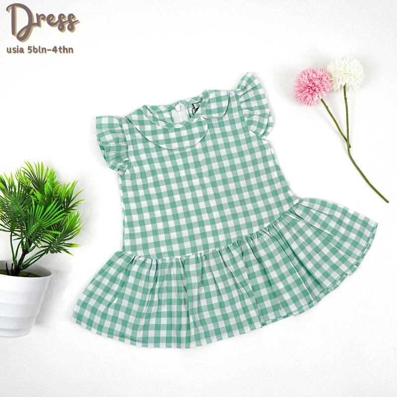 Kemeja Dan Dres Couple Anak Motif kotak kotak 3