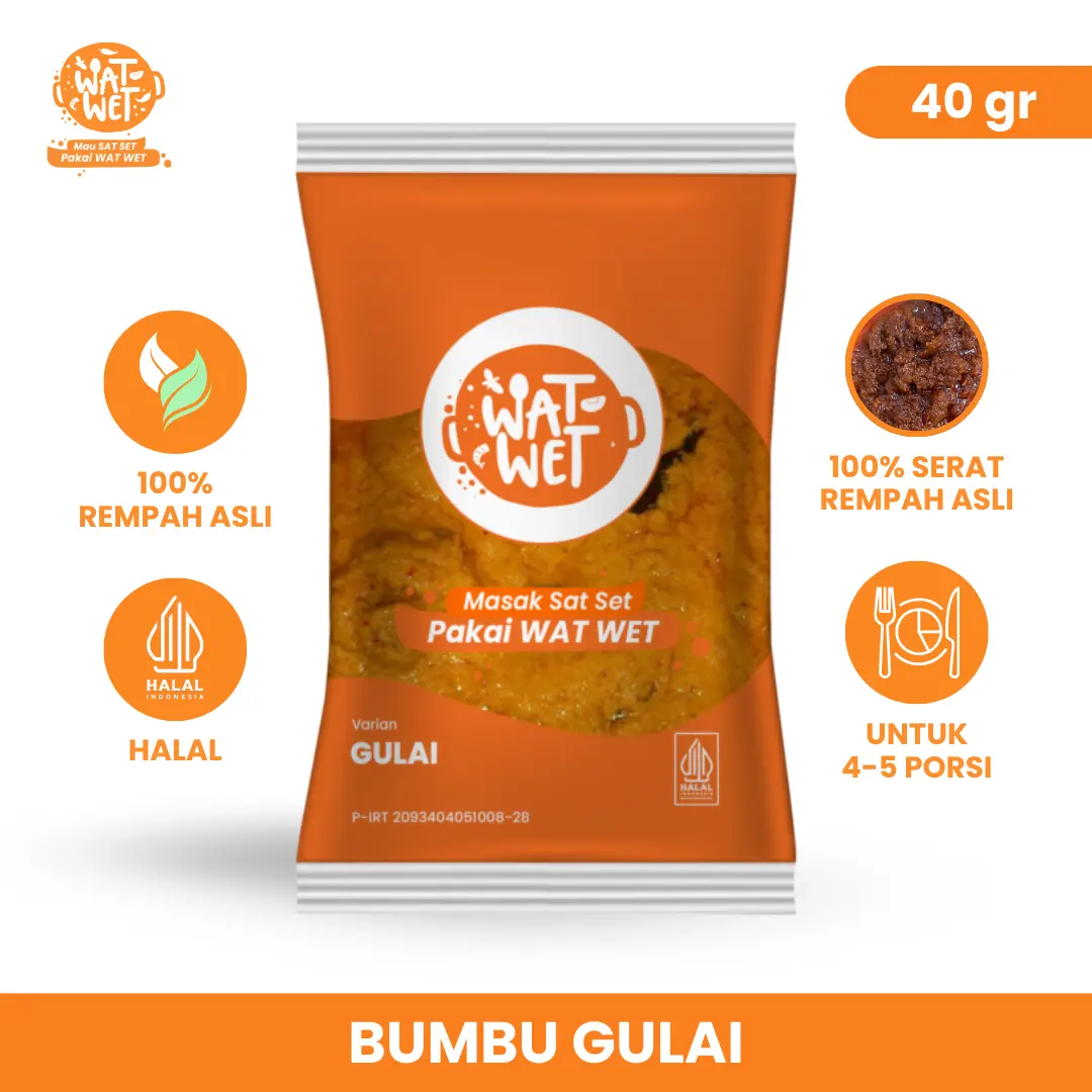 WAT WET - Bumbu Gulai 40gr | 100% Rempah Asli, Halal, Praktis & Lezat