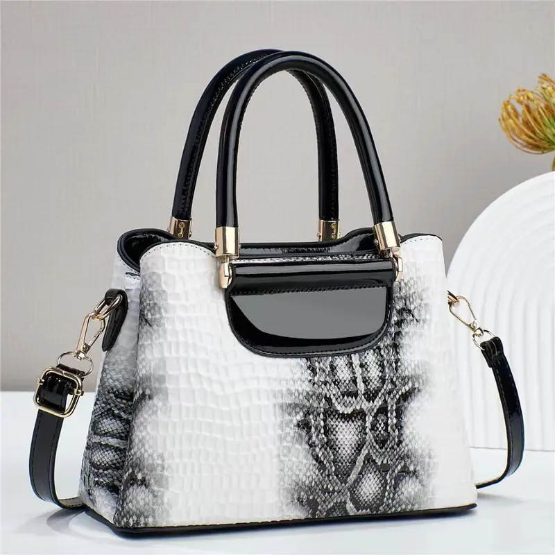 Tas Selempang Wanita  Kulit PU 460 Motif Croco Leads Fashion Hitam Cokelat Navy Tas Korean Style Tas Kerja Wanita Tas Tangan Murah 7