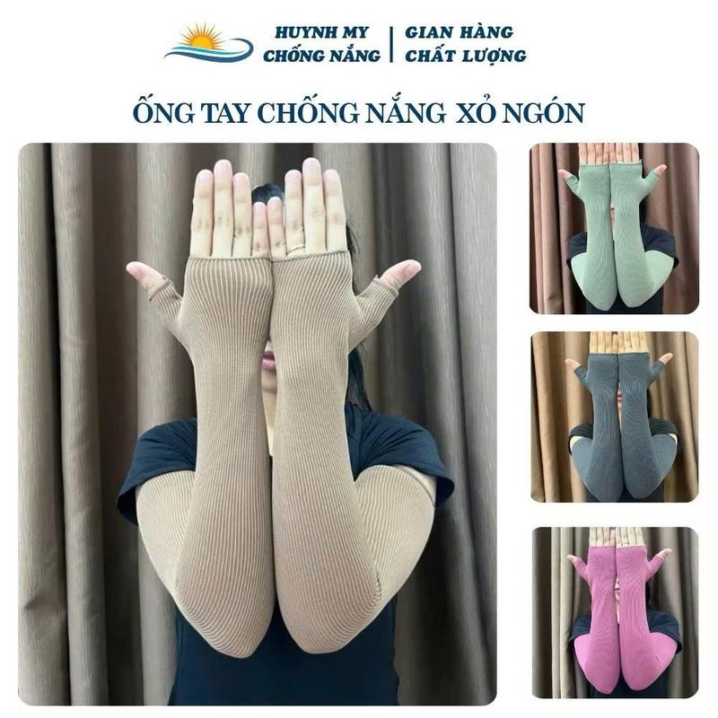 Ống Tay Chống Nắng, Găng Tay Xỏ Ngón Chất Liệu Thun Tăm Lót Nỉ Chống Tia UV Co Dãn 4 Chiều