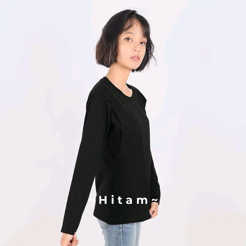 KAOS BASIC BUSUI LENGAN PANJANG IBU MENYUSUI Katun 100% Combed 30s Adem Nyaman 3