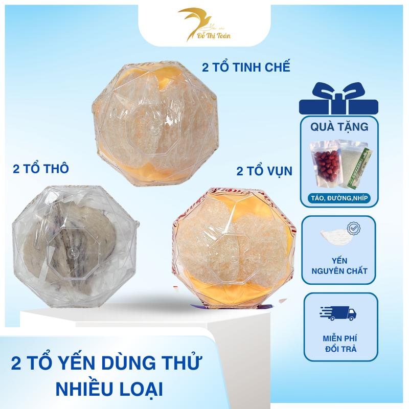 DTT 2 tổ yến dùng thử - kèm táo đỏ đường phèn nhíp dành riêng cho yến thô - Yến sào Đỗ Thị Toán Food