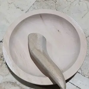 Cobek Ulekan Satu Set Bahan Kayu Mahoni Premium- Coet Ulekan Satu Set
