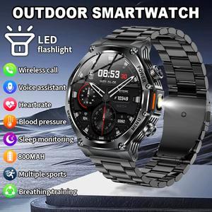 For XIAOM Outdoor Flashlight 800mAh Smart Watch 1.8inch HD AMOLED Screen Bluetooth Wireless Call Fitness Sports Waterproof Smartwatch New