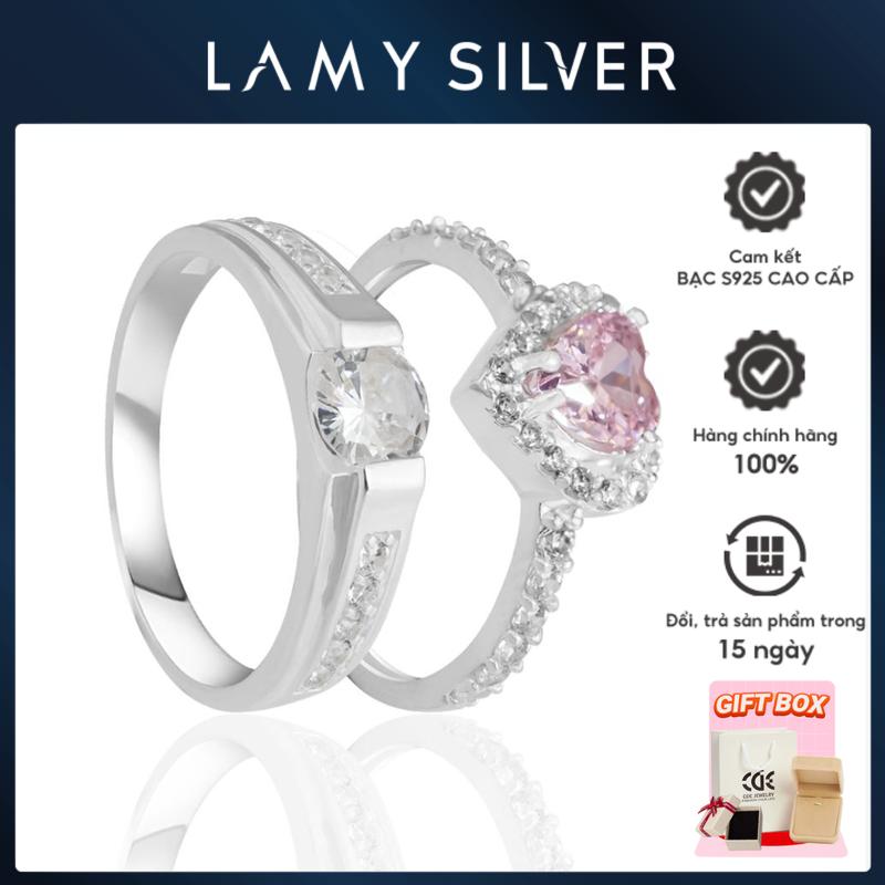 Nhẫn nữ LAMY Bạc S925 cặp đôi Couple Wedding Rings 8195Pi&8242SV - Trang sức LAMY