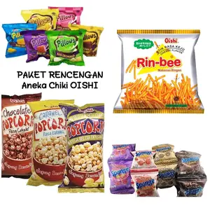 Paket Rencengan OISHI Chiki Popcorn Rinbee Pillows Sponge isi 10 Pcs 20 Pcs Snack Makanan Ringan