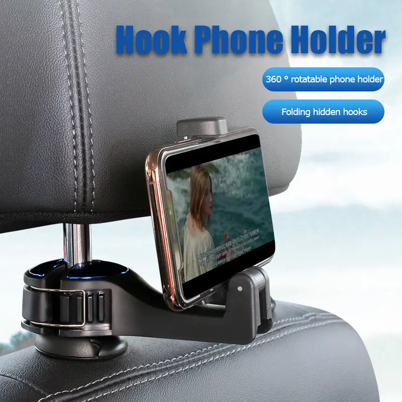 2pcs 2 in 1 Car Headrest Hook Phone Car Holder Car Hanger Portable Seat Back Hanger Storage Hook Phone Holder Auto Fastener Clip