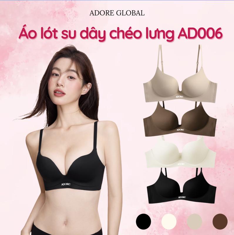  ADORE - Áo Lót Su Băng Đẩy Ngực Tạo Khe Không Gọng ADORE AD006 - Áo Lót Đẩy Ngực Đệm 3cm Cho Ngực Lép Ngực Xệ Thiết Kế Cổ V Sâu Sang Trọng Áo Ngực Nữ Su Nâng Ngực Tròn Đầy Dây Chéo Không Đường May Bra Mặc Áo Dài 