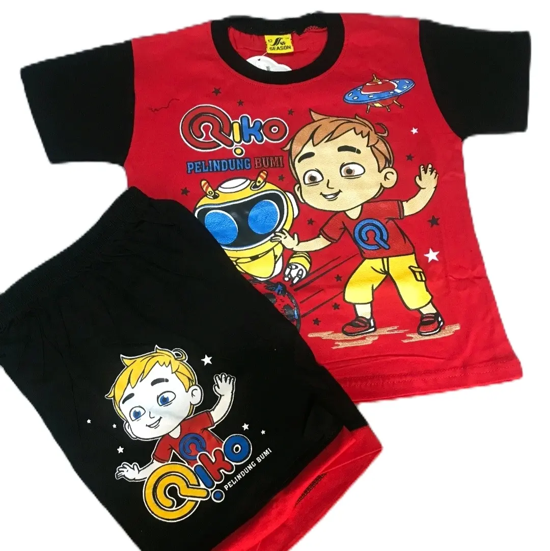 SETELAN KAOS ANAK KATUN COWOK LENGAN PENDEK CELANA PENDEK MOTIF (WARNA RANDOM)