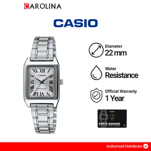Jam Tangan Wanita Casio LTP-V007D-7B Tank Analog Silver Dial Stainless Steel Band Watches