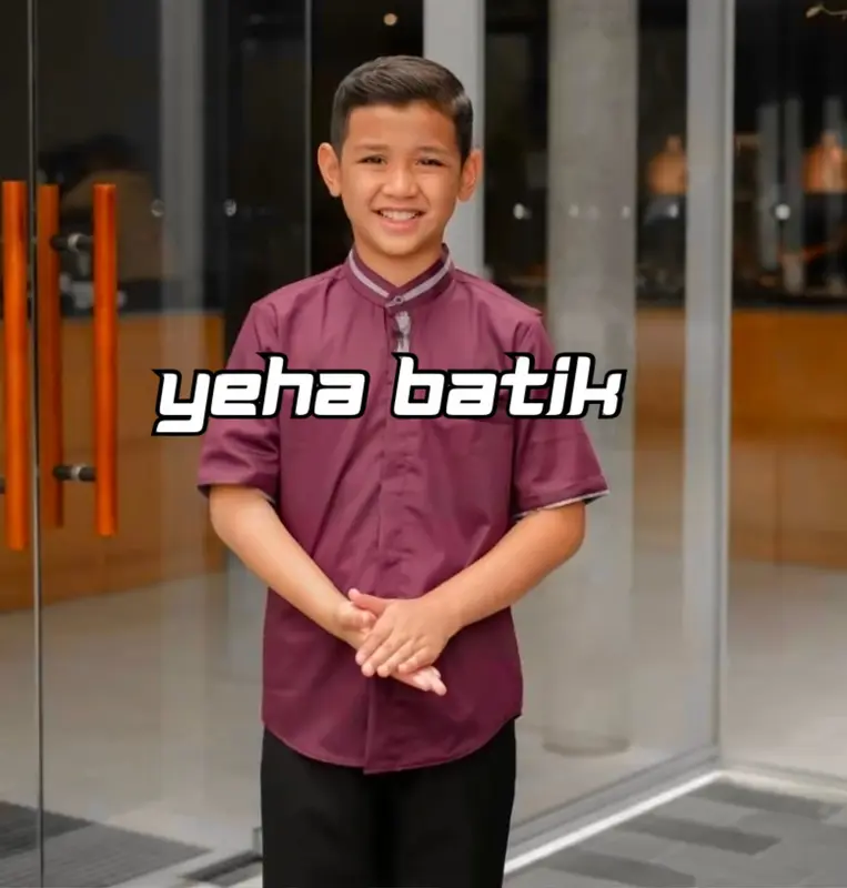 Burgundy Couple Baju Koko Ayah dan Anak Laki laki || Baju Koko Muslim Dewasa dan Koko Anak Laki laki Modern 2025 3