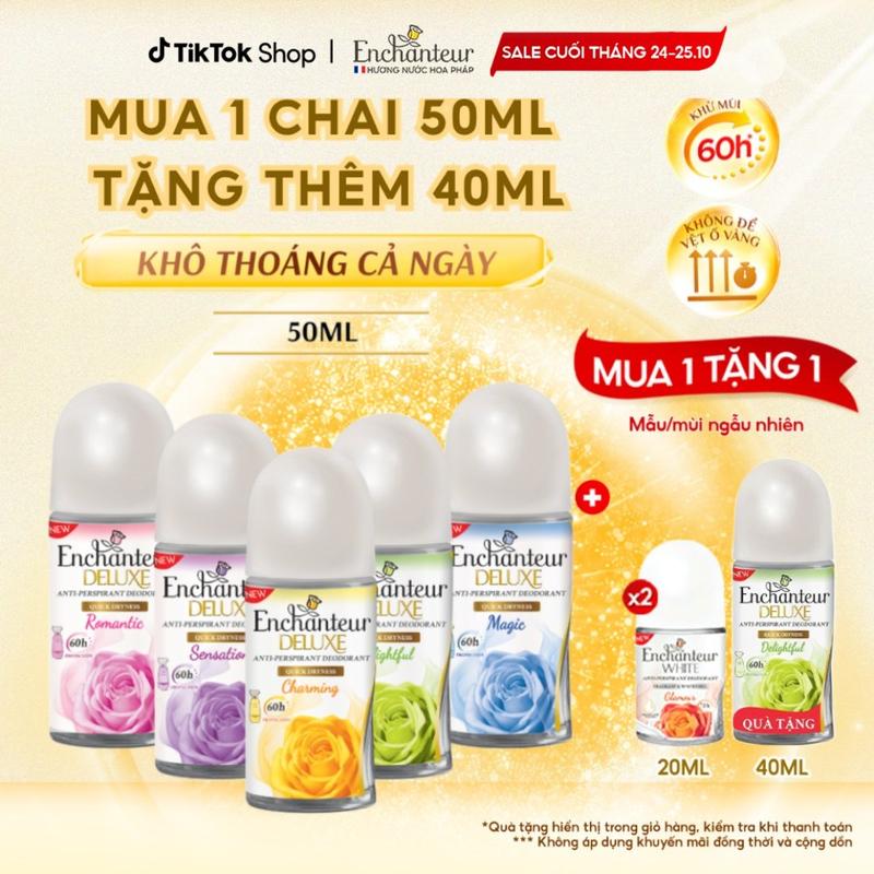 Lăn Khử Mùi hương nước hoa Ngăn mùi lên đến 60H Enchanteur Deluxe Charming/ Sensation/ Delightful/ Romantic/ Magic 50ml - 65ml