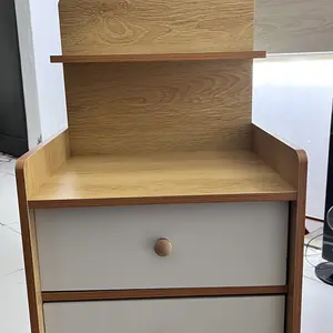 【ALOVE 9.9】Bonus berupa sekrup-Meja Nakas Kayu 2 Laci Bedside Table Meja Sudut Kamar Tidur Lemari Penyimpanan 37x30x70cm Furniture COD Packing Aman Anti Rusak