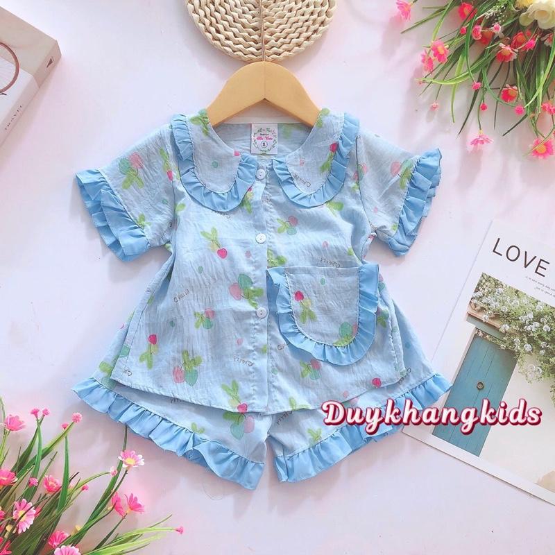 Bộ pizama ngắn Phải cotton Hàn mềm mát cho bé gái 8 đến 16kg 2