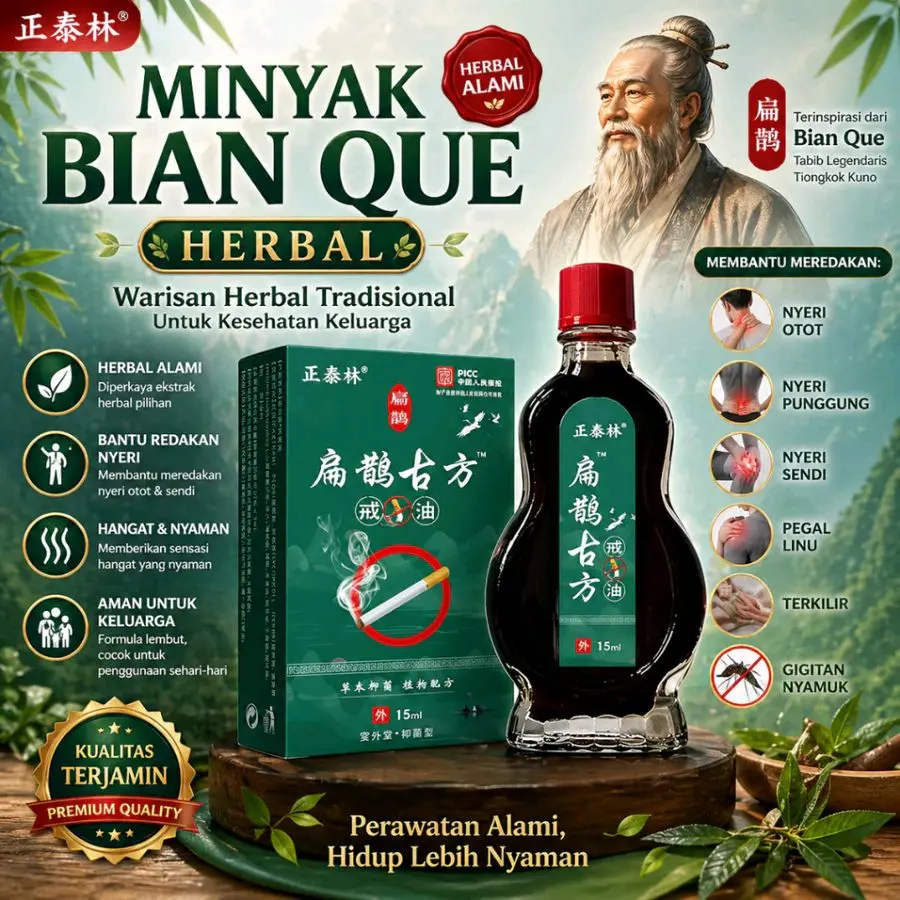 Minyak Bian Que 15 Ml Menghentikan Kecanduan Hisap Cigarette & Menghentikan Kecanduan Smoke