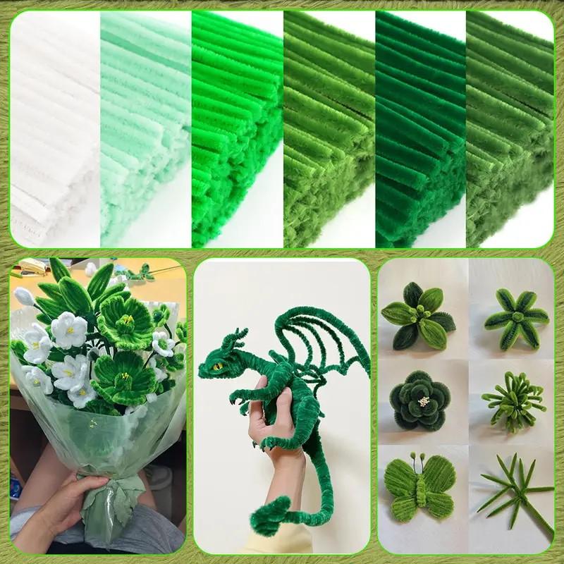 100PCS 8mm Colored Chenille Wires Fluffy Sticks DIY Craft Fuzzy Stems Twist Wire for Kids