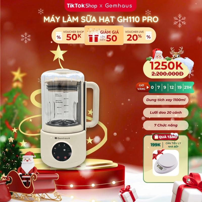   Vn  Máy làm sữa hạt Gemhaus GH110 PRO Ver 3. Máy xay nấu đa năng với thiết kế cối thuỷ tinh vỏ nhựa cách nhiệt kết hợp đế gốm ceramic chống dính có chụp chống ồn  Vào LIVE săn tặng Máy vắt cam  