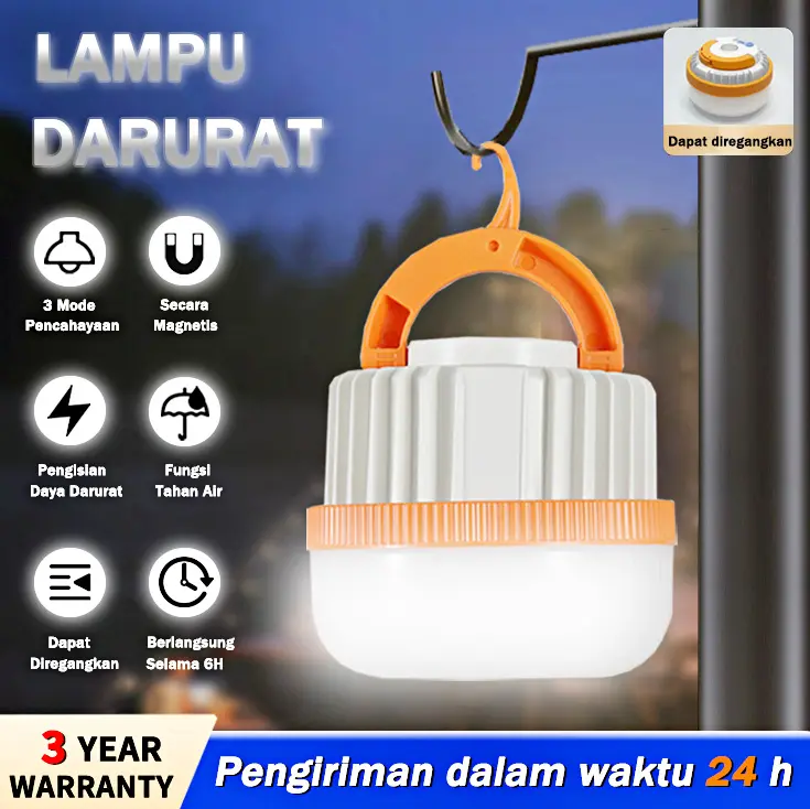Benih Lampu Emergency Darurat Bulb LED Indoor Outdoor Rechargeable