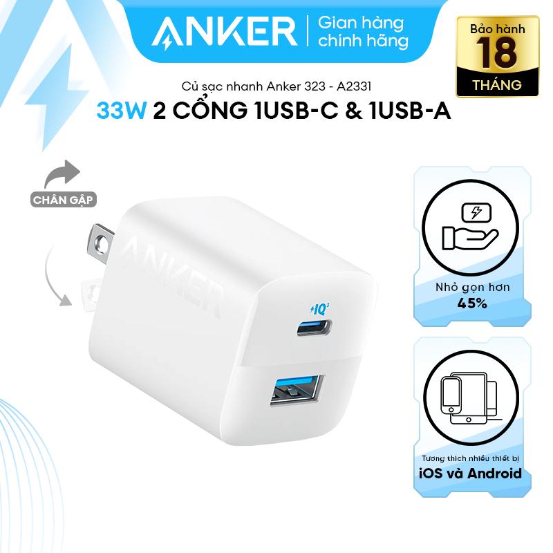 [Củ 33W] Củ Sạc Nhanh ANKER 323 33W - 2 cổng 1C1A - Công nghệ PowerIQ 3.0 hỗ trợ PD/PPS - A2331 Phụ Kiện