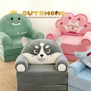 Sofa Lipat Anak Kartun, Kursi Santai Gaya Kartun, Ukuran 2/3/4 Lapis Dapat Dilepas dan Dicuci, Cocok untuk Ruang Tamu dan Kamar Tidur, Bahan Lembut, Nyaman dan Ramah Kulit - Furniture