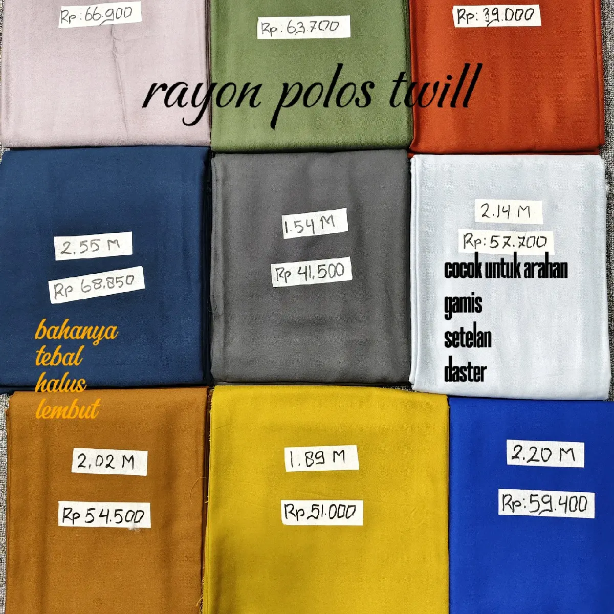 pot. 2-3 meter rayon polos twill