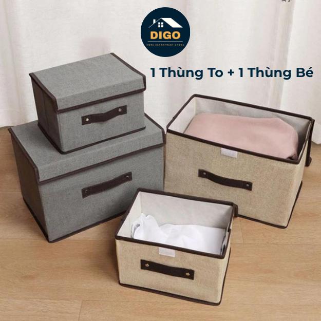 Combo 2 Hộp Vải Đựng Đồ, Thùng Đựng Quần Áo Đồ Lót Đồ Chơi Đa Năng Bằng Vải (màu ngẫu nhiên)