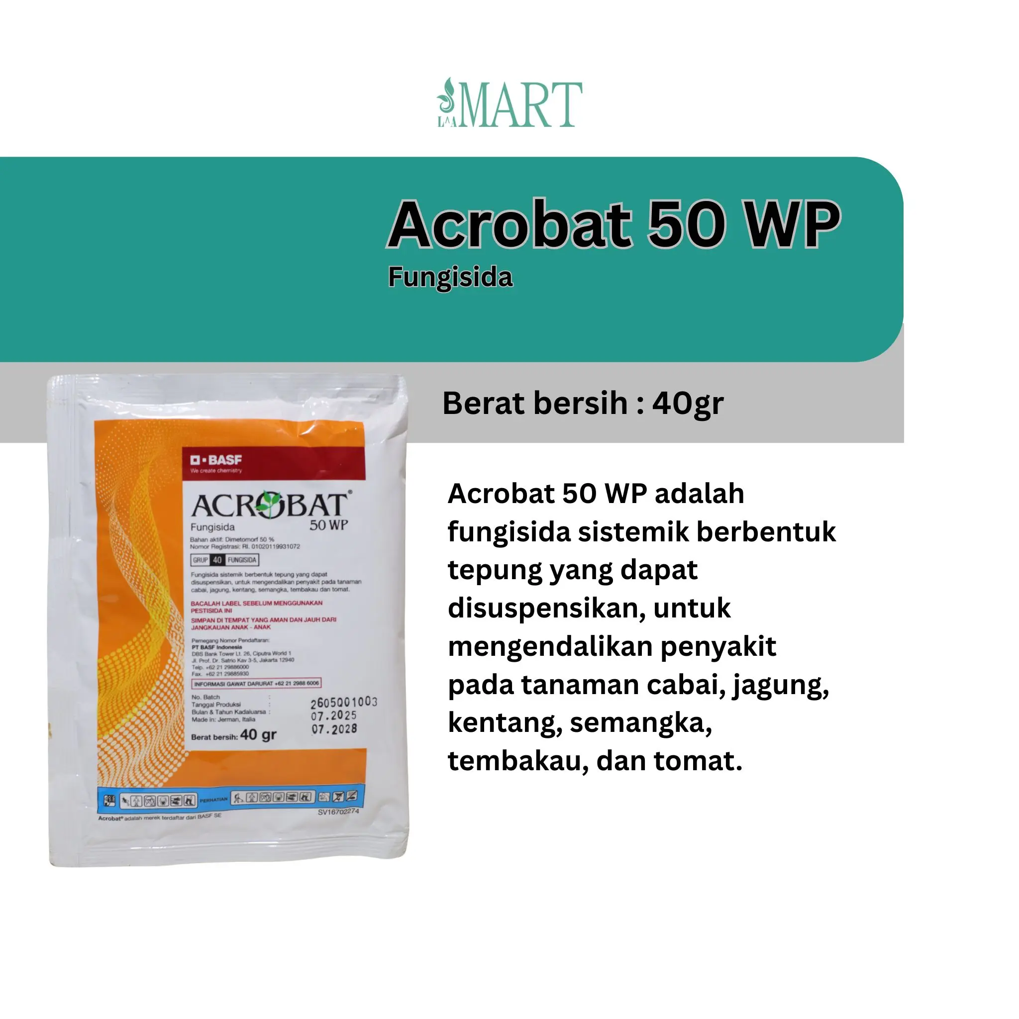 Fungisida ACROBAT 50 WP 40 gram Pengendali Penyakit Tanaman
