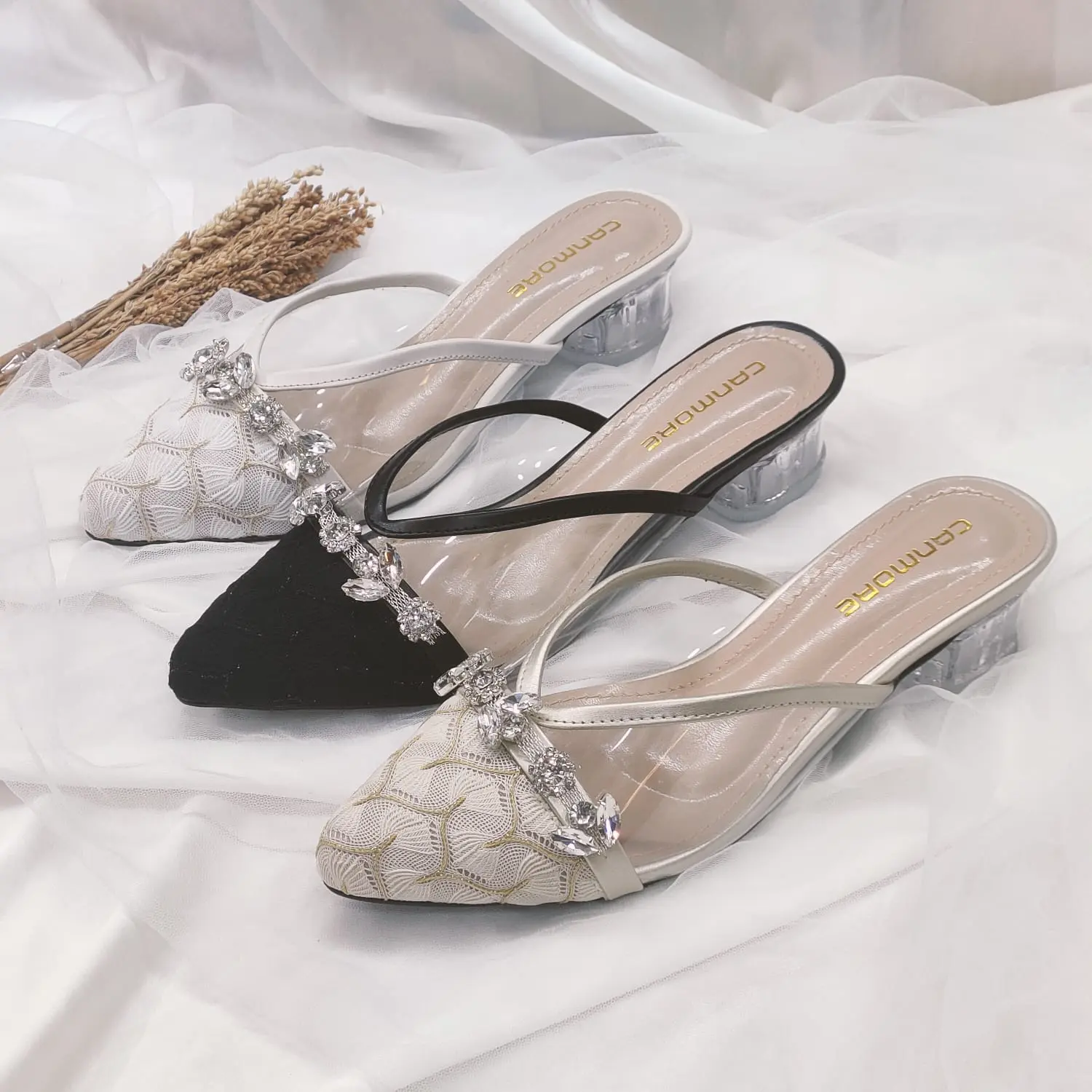 SENDAL PESTA SWAROSKI  BRUKAT WEEDING 3CM