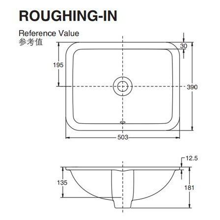 KOHLER Caxton Wastafel / Lavatory Under-counter 17" Rectangular Putih / White K-20000ID-0 3