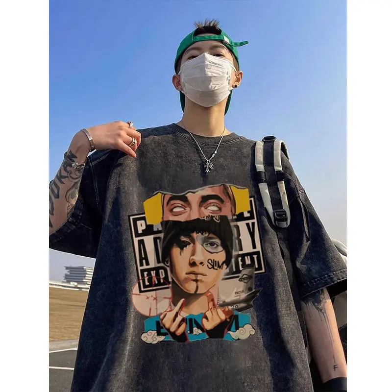 AUZY Kaos Oversize Stonewash Band Eminem "PARENTAL ADVISORY" | Kaos Washed | Kaos Vintage | Kaos Oversize Pria | Kaos Oversize Wanita 0